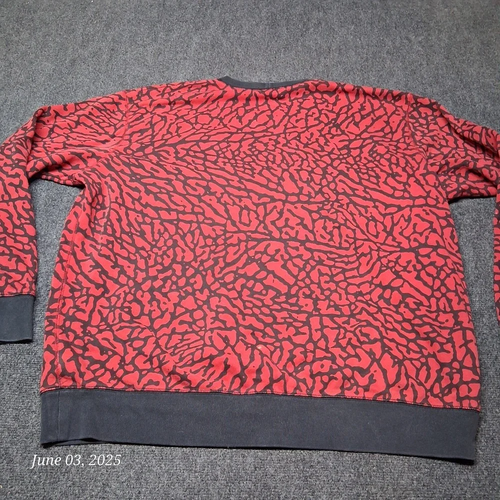 Vintage Nike Air Jordan Prime Flight Elephant Print‎ Sweatshirt Size 3XL Red 90s